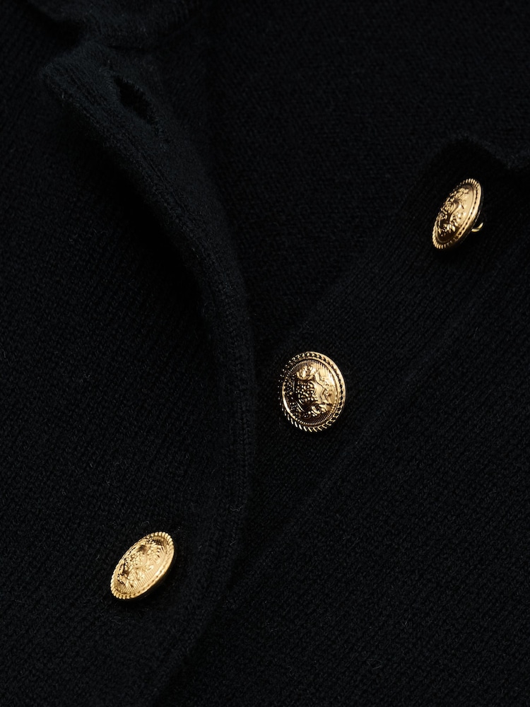 Reiss Black Avery Wool-Cashmere Half-Button Jumper - Image 6 of 6 Reiss Black Avery Wool-Cashmere Half-Button Jumper - Image 6 of 6