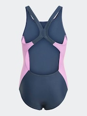 adidas navy Blue Cut 3 Stripes Swimsuit - Image 2 of 5
