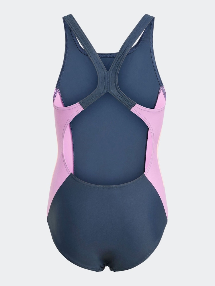adidas navy Blue Cut 3 Stripes Swimsuit - Image 2 of 5