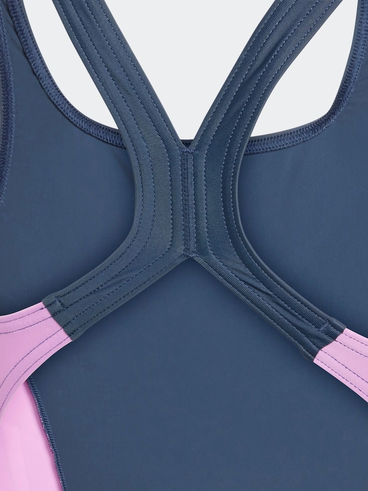 adidas navy Blue Cut 3 Stripes Swimsuit - Image 5 of 5