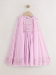 بنفسجي فاتح - Lilac Mesh Cape Dress (3-16yrs) - صورة 1 من 4