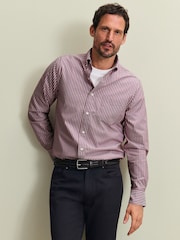 Sarkans - Charles Tyrwhitt svītrains, elastīgs, mazgāts poplīna krekls - Attēls 1 no 6