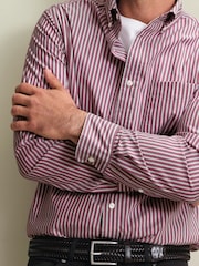 Sarkans - Charles Tyrwhitt svītrains, elastīgs, mazgāts poplīna krekls - Attēls 3 no 6