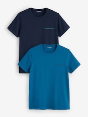Emporio Armani Blue Core Logoband Crew Neck T-Shirts 2 Pack - Image 1 of 3