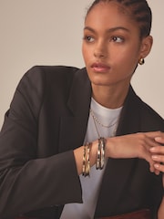 Gold/Silver Tone Chunky Bangle Pack Made With Recycled Zinc - Image 1 of 4
