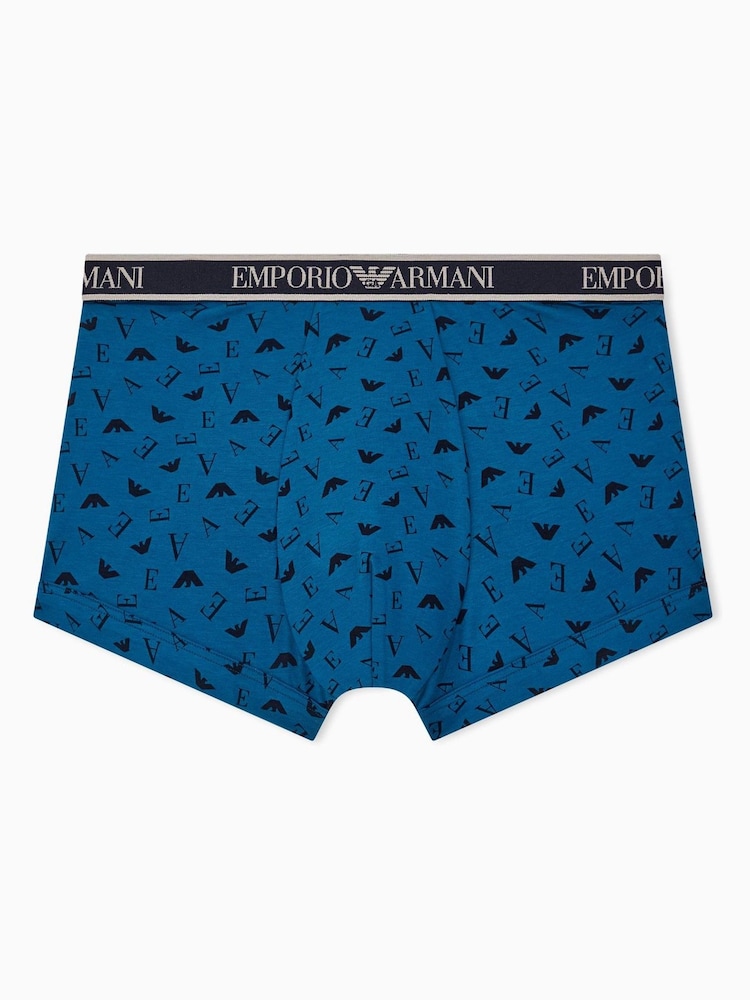 Emporio Armani Blue Core Logoband Trunks 3 Pack - Image 2 of 6 Emporio Armani Blue Core Logoband Trunks 3 Pack - Image 2 of 6