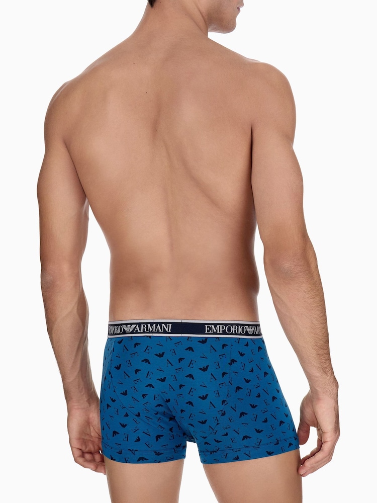 Emporio Armani Blue Core Logoband Trunks 3 Pack - Image 6 of 6 Emporio Armani Blue Core Logoband Trunks 3 Pack - Image 6 of 6