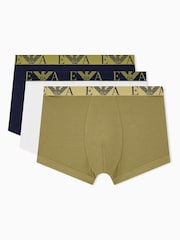 Emporio Armani Blue Bold Monogram Trunks 3 Pack - Image 1 of 6
