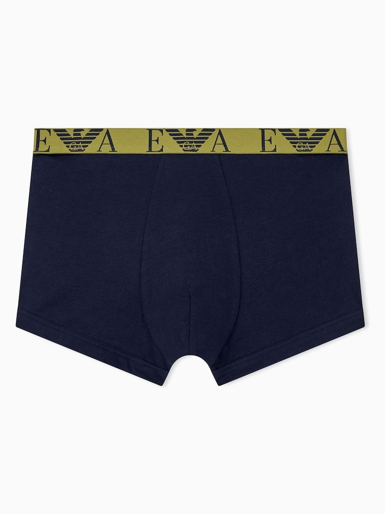 Emporio Armani Blue Bold Monogram Trunks 3 Pack - Image 6 of 6 Emporio Armani Blue Bold Monogram Trunks 3 Pack - Image 6 of 6