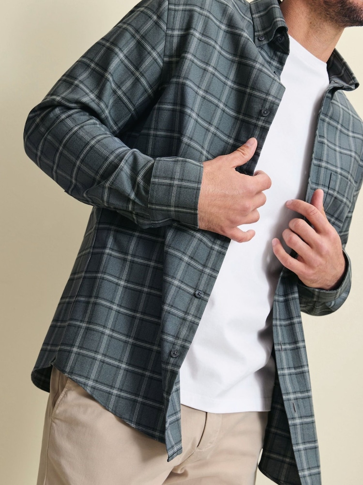 Pelēks - Charles Tyrwhitt dzintara krāsas liela izmēra rūtainais negludināmais tvīla pieguļošais krekls - Attēls 2 no 6