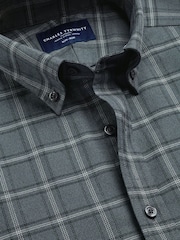 Pelēks - Charles Tyrwhitt dzintara krāsas liela izmēra rūtainais negludināmais tvīla pieguļošais krekls - Attēls 5 no 6