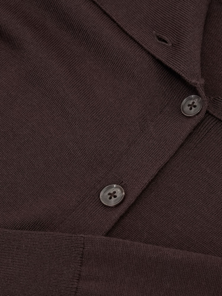 Reiss Grape Burgundy Gale Merino Wool Collared Cardigan - Image 7 of 7