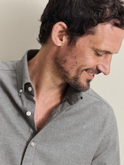 Charles Tyrwhitt Grey Brushed Flannel Classic Fit Shirt - Image 2 of 5
