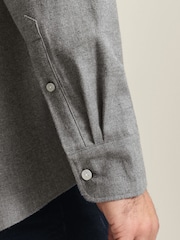 Charles Tyrwhitt Grey Brushed Flannel Classic Fit Shirt - Image 3 of 5