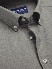 Charles Tyrwhitt Grey Brushed Flannel Classic Fit Shirt - Image 4 of 5