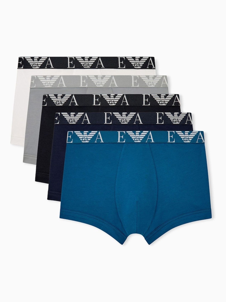 Emporio Armani Black Multicolor Trunks 5 Pack - Image 1 of 7 Emporio Armani Black Multicolor Trunks 5 Pack - Image 1 of 7