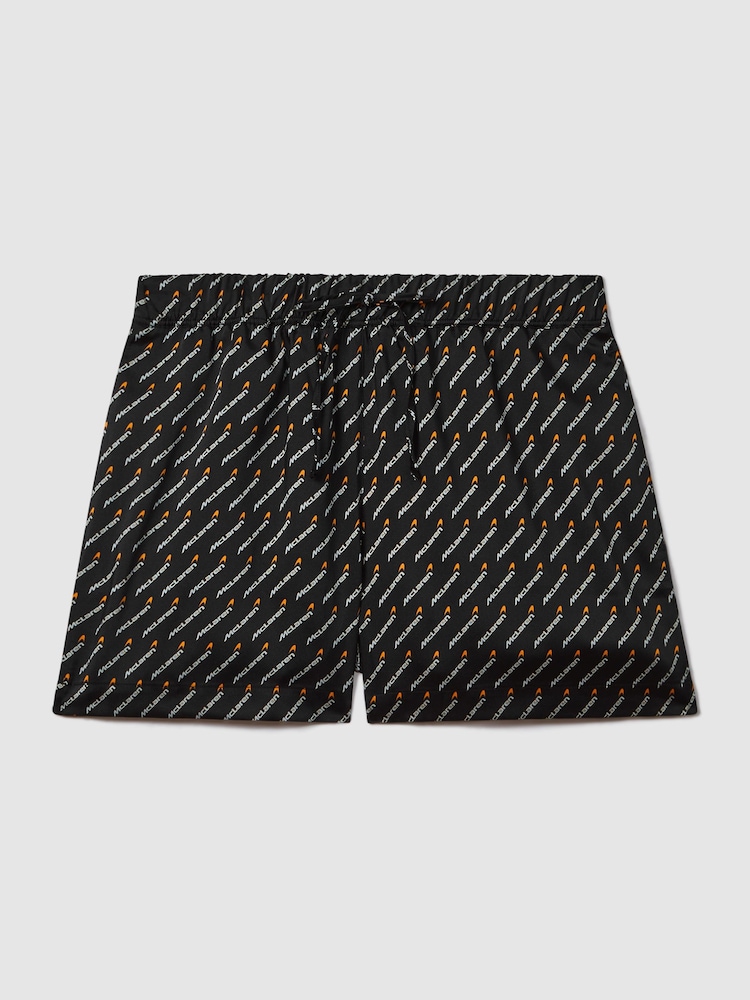 Reiss x McLaren F1 Team Black Multi McLaren F1 Silverstone Drawstring Shorts - Image 2 of 6 Reiss x McLaren F1 Team Black Multi McLaren F1 Silverstone Drawstring Shorts - Image 2 of 6