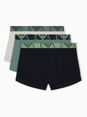 Emporio Armani Green Bold Monogram Trunks 3 Pack - Image 1 of 2