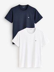 Bleu - Lot 2 de T-shirts Emporio Armani Coupe classique à logo - Image 1 de 3