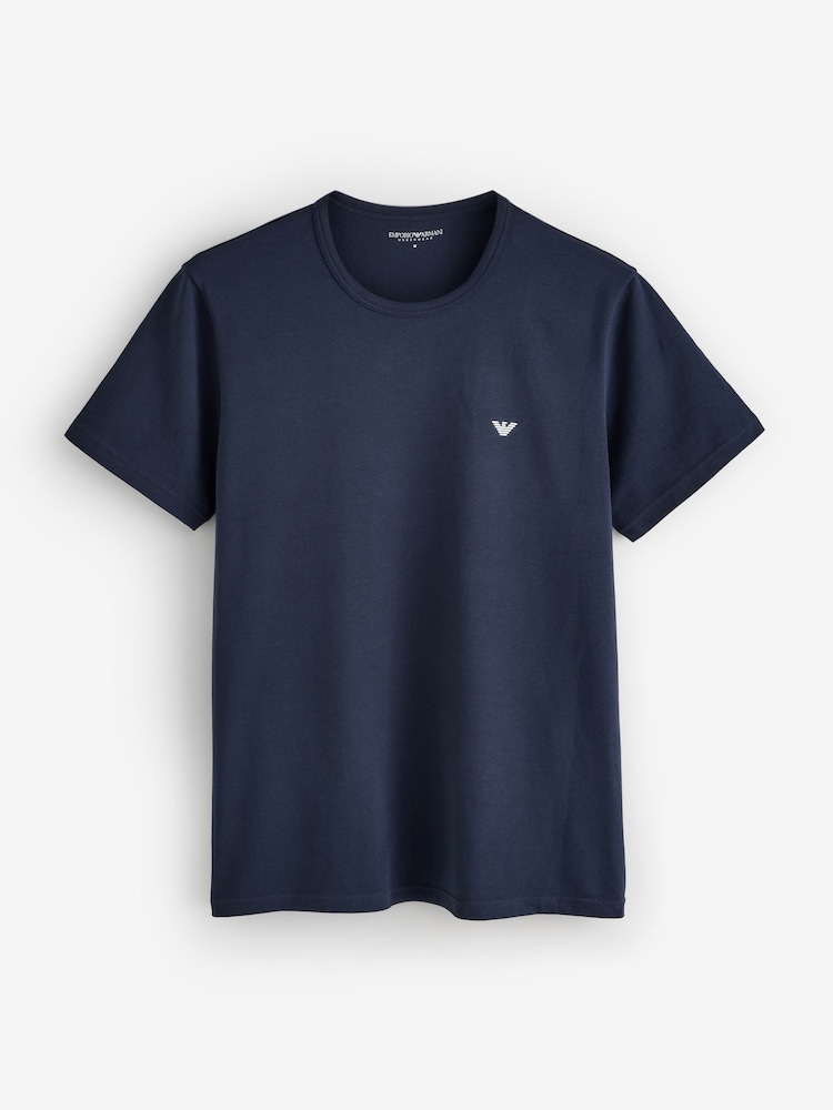 Bleu - Lot 2 de T-shirts Emporio Armani Coupe classique à logo - Image 3 de 3