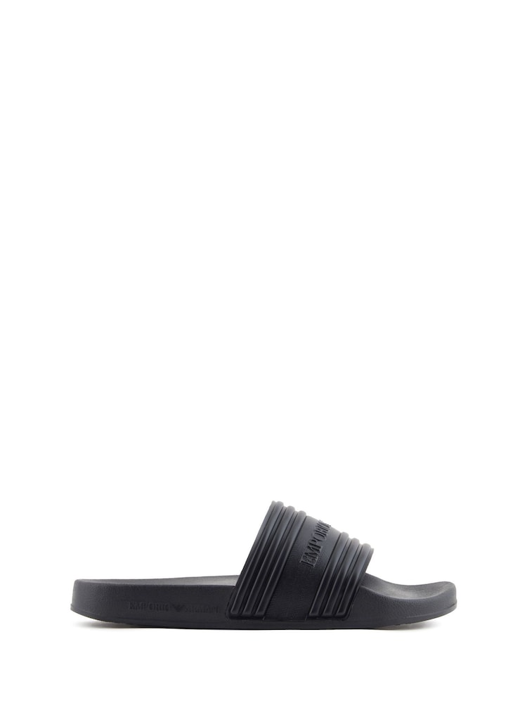 Emporio Armani Black Logo Pool Slide Ciabatta Pvc+Hf Logo Sandals - Image 1 of 5