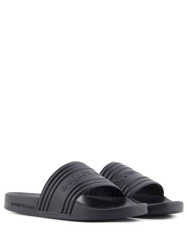 Emporio Armani Black Logo Pool Slide Ciabatta Pvc+Hf Logo Sandals - Image 2 of 5