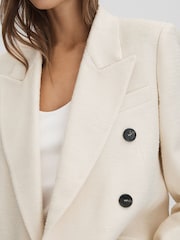 Reiss White Bronte Textured Double Breasted Blazer - Image 4 of 6