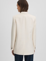Reiss White Bronte Textured Double Breasted Blazer - Image 5 of 6