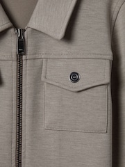 Reiss Taupe Medina Interlock Jersey Zip-Through Jacket - Image 6 of 6