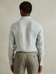 Reiss Sage Stripe Ruban Linen Button-Through Shirt - Image 4 of 6