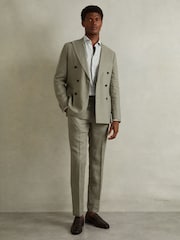 Reiss Sage Stripe Ruban Linen Button-Through Shirt - Image 5 of 6