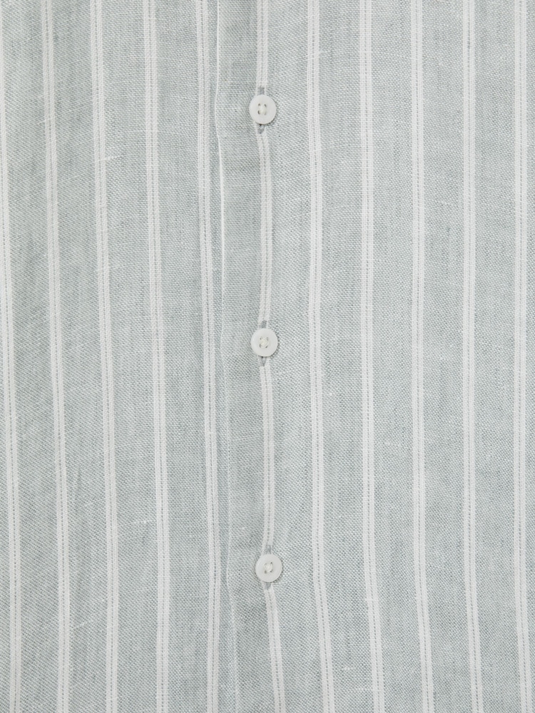 Reiss Sage Stripe Ruban Linen Button-Through Shirt - Image 6 of 6