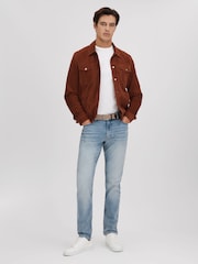 Reiss Light Blue Ordu Slim Fit Washed Jeans - Image 4 of 6
