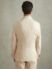 Reiss Stone Kin Double Breasted 100% Linen Slim Fit Blazer - Image 6 of 8