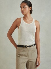 Reiss Black Bailey Woven Leather Horseshoe Belt - Image 2 of 4