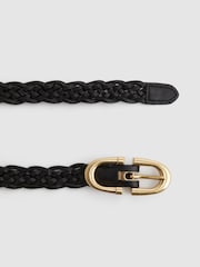 Reiss Black Bailey Woven Leather Horseshoe Belt - Image 3 of 4