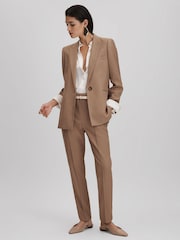 Reiss Mink Neutral Wren Petite Slim Fit Suit Trousers - Image 3 of 7
