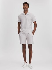 Reiss Silver Felix Textured Cotton Half-Zip Polo Shirt - Image 3 of 6
