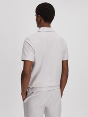 Reiss Silver Felix Textured Cotton Half-Zip Polo Shirt - Image 5 of 6