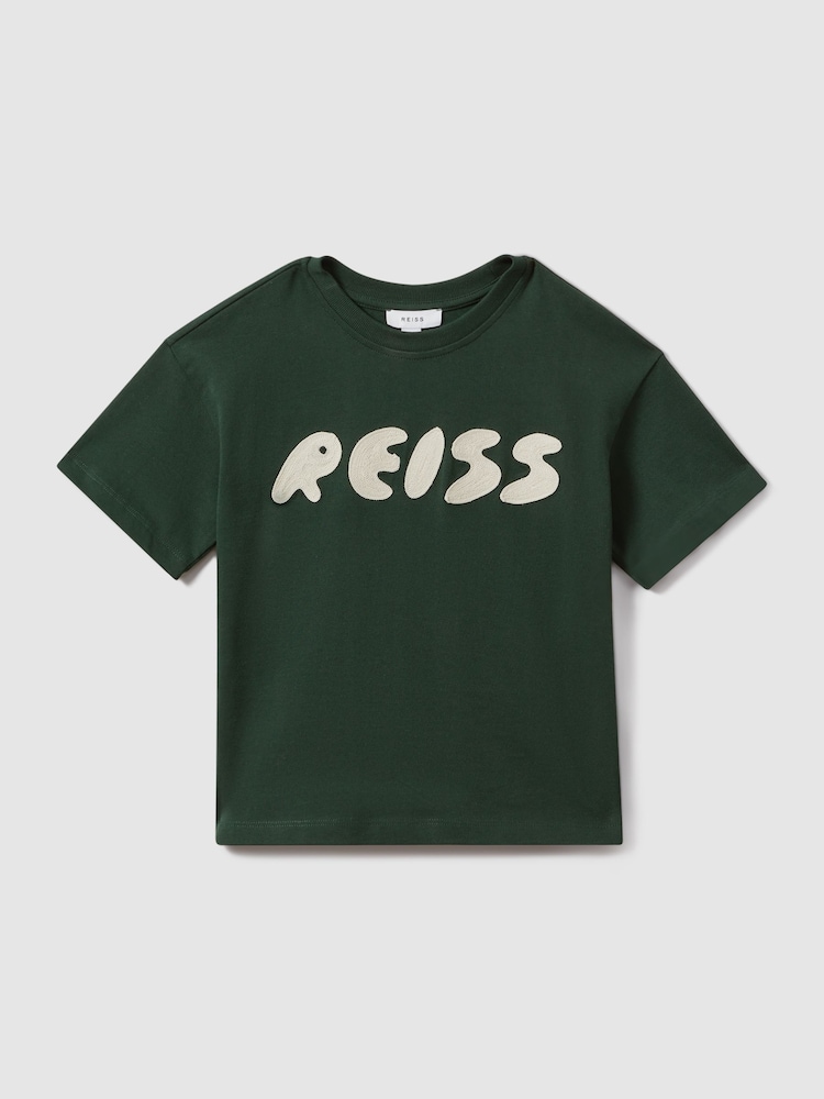 Reiss Hunting Green Sands Teen Crew Neck Motif T-Shirt - Image 2 of 4
