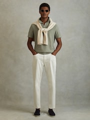 Reiss Pistachio Felix Textured Cotton Half-Zip Polo Shirt - Image 3 of 6
