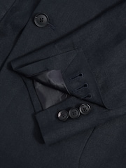 Reiss Navy Kin Double Breasted 100% Linen Slim Fit Blazer - Image 6 of 6