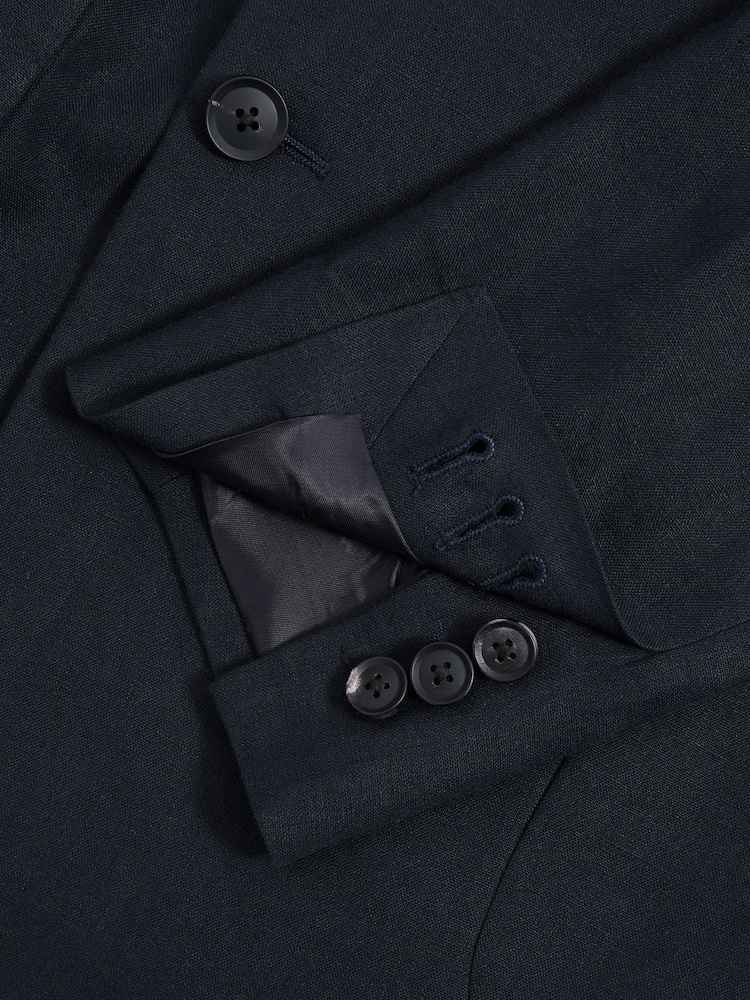 Reiss Navy Kin Double Breasted 100% Linen Slim Fit Blazer - Image 6 of 6