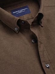 Brun - Ajustement régulier - Chemise en flanelle brossée Charles Tyrwhitt - Image 4 sur 5