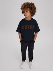 Reiss Navy Sands 13-14 yrs Cotton Crew Neck Motif T-Shirt - Image 3 of 4