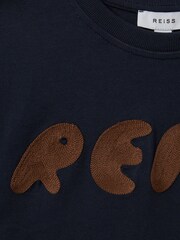 Reiss Navy Sands 13-14 yrs Cotton Crew Neck Motif T-Shirt - Image 4 of 4