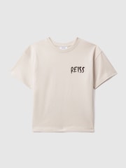 Reiss Ecru Abbott 13-14 yrs Cotton-Jersey Logo-Print T-shirt - Image 1 of 6