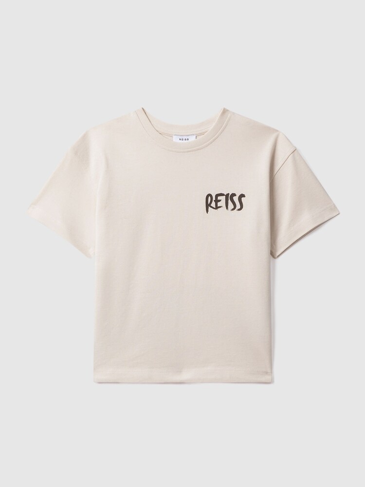 Reiss Ecru Abbott 13-14 yrs Cotton-Jersey Logo-Print T-shirt - Image 1 of 6