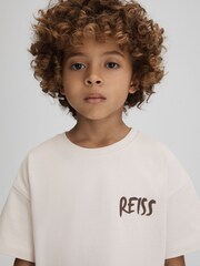 Reiss Ecru Abbott 13-14 yrs Cotton-Jersey Logo-Print T-shirt - Image 2 of 6