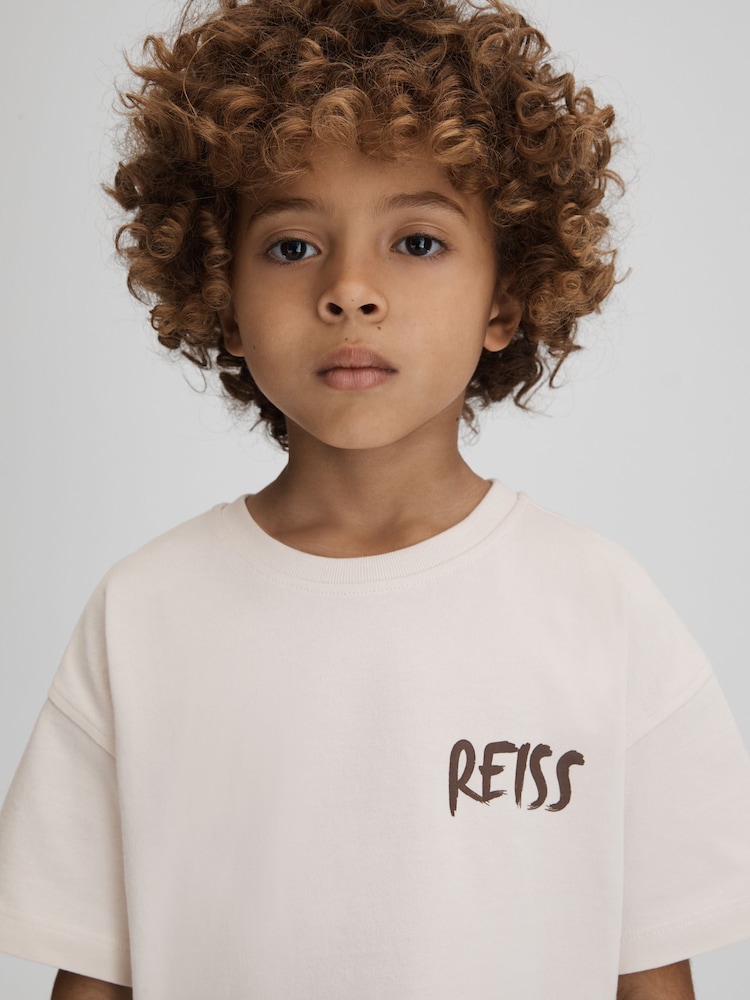 Reiss Ecru Abbott 13-14 yrs Cotton-Jersey Logo-Print T-shirt - Image 2 of 6